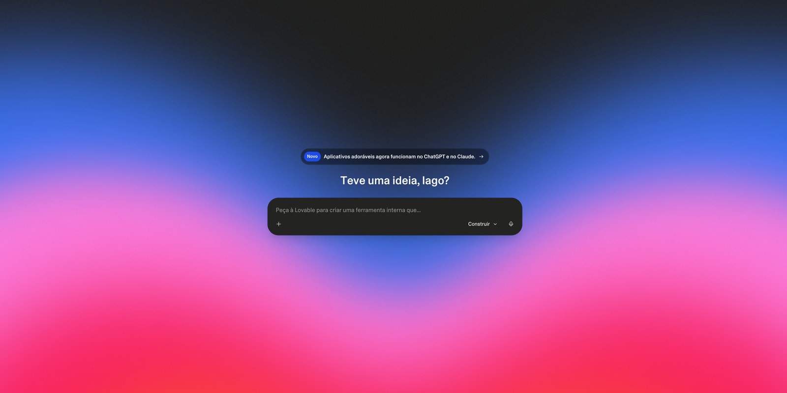 Tela inicial do Lovable